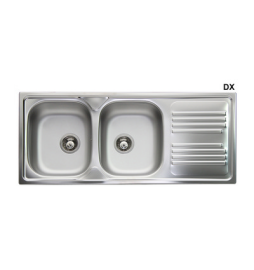 LAVELLO INCASSO IN ACCIAIO INOX CON 2 VASCHE cm 116 gocciolatoio dx