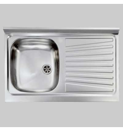 LAVELLO INOX UNA VASCA APPOGGIO - 80 x 50 Sx