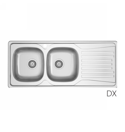 LAVELLO INCASSO IN ACCIAIO INOX MOD. LS01 116x50 CM cm. 116 gocciolatoio dx