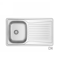 LAVELLO INCASSO IN ACCIAIO INOX MOD. LS02 CM 86x50 cm. 86 gocciolatoio dx