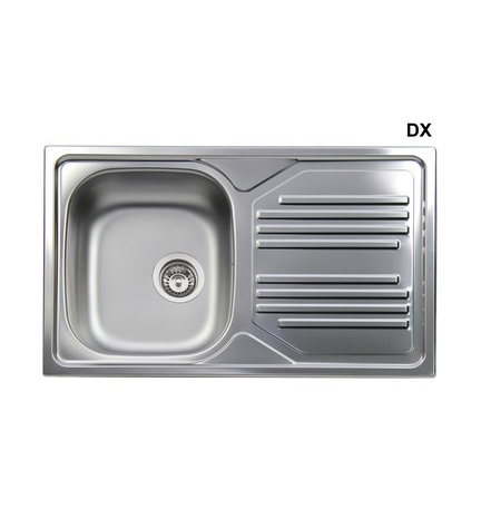 LAVELLO INCASSO IN ACCIAIO INOX CON 1 VASCHETTA cm 86 gocciolatoio sx