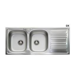 LAVELLO INCASSO IN ACCIAIO INOX CON 2 VASCHE cm 116 gocciolatoio sx