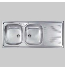 Lavello inox 2 vasche incasso c/gocciolatoio - 116 X 50 Sx