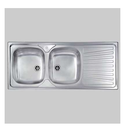 Lavello inox 2 vasche incasso c/gocciolatoio - 116 X 50 Sx