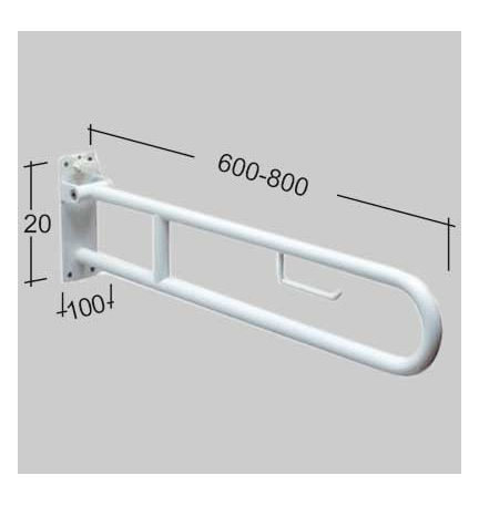 BARRA DI SOSTEGNO RIBALTABILE CON PORTA CARTA IGIENICA - 60 cm